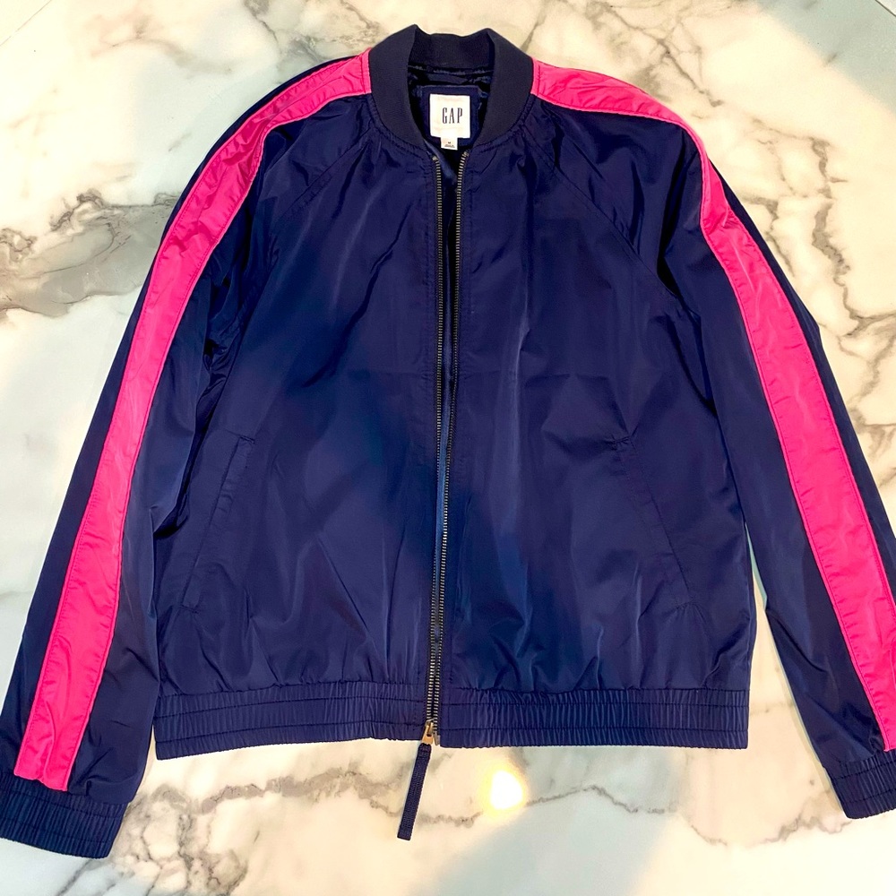 GAP Bomber Jacket, Navy/Pink, M